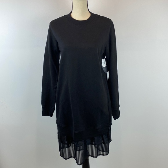 CLU Pleated organza-trimmed black stretch-jersey mini dress in size XS - Picture 7 of 15